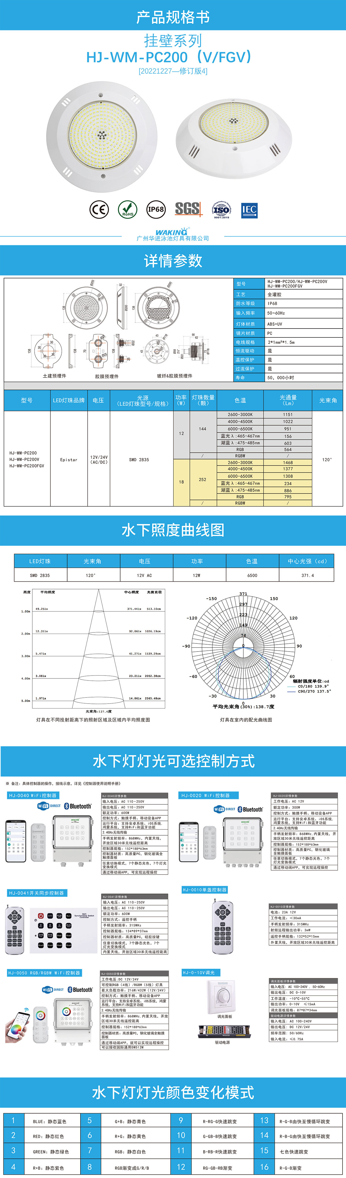 HJ-WM-PC200 掛壁式泳池?zé)羧嗄z游泳池LED水下燈