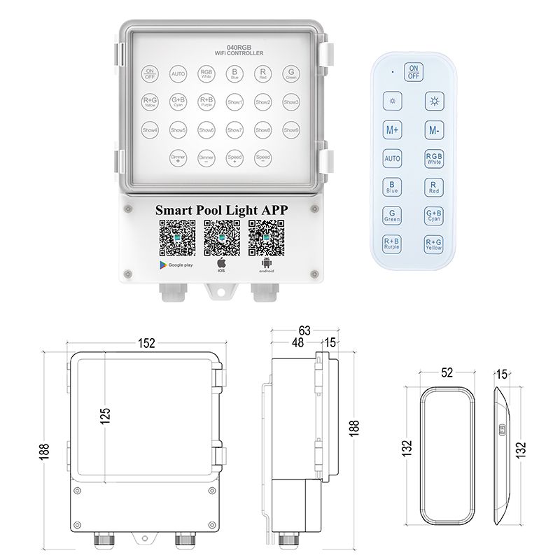 HJ040 LED燈具控制器RGB七彩水下燈光同步控制器泳池?zé)羲谉暨b控器